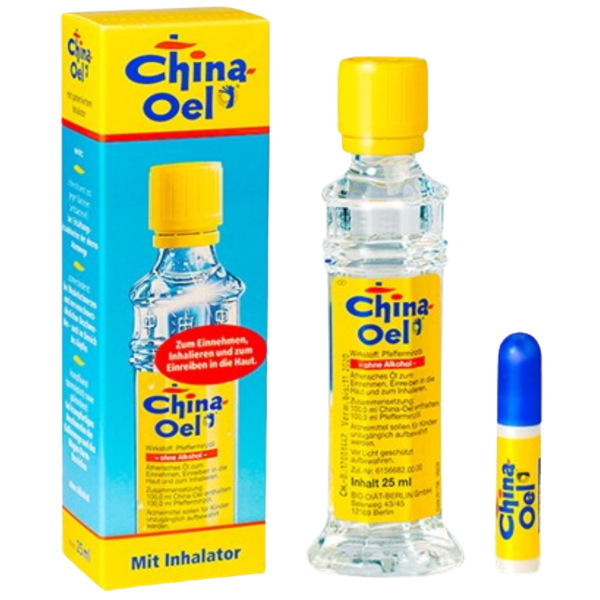 Hübner China-Oel Pfefferminzöl mit Inhalator, 25 ml