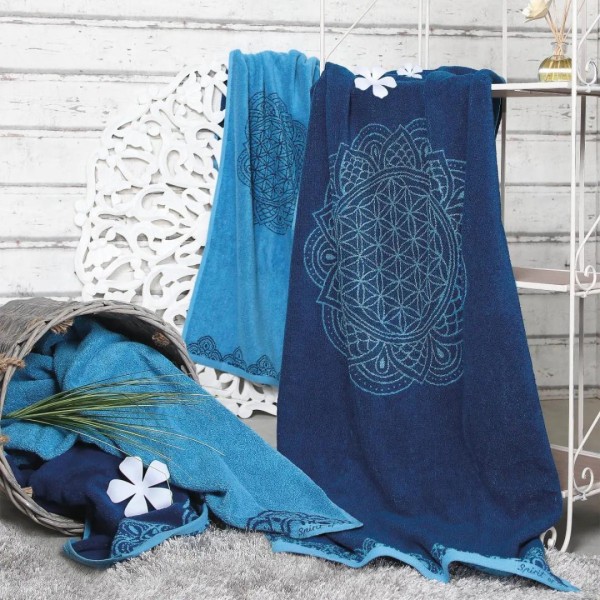 Spirit of Om Frotteetücher Happy Flower of Life Ozeanblau/Azur