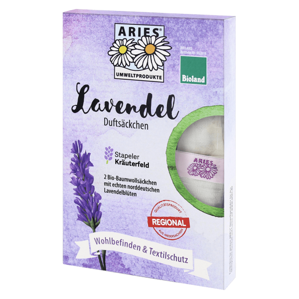 Aries Stapeler Bio-Lavendel Duftsäckchen, 2er Set