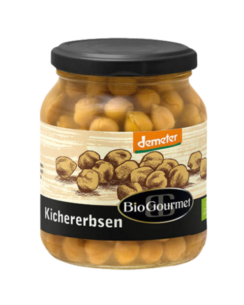 BioGourmet Bio Kichererbsen im Glas, 330g Abtropfgewicht