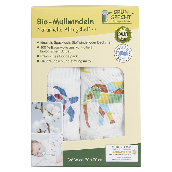 Grünspecht Bio Mullwindeln 2er Pack