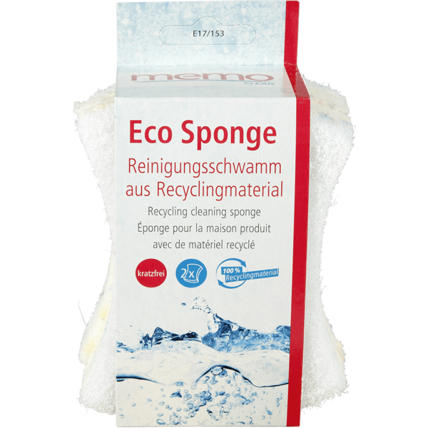 Memo Eco Sponge Reinigungsschwamm aus Recyclingmaterial, 2er Set