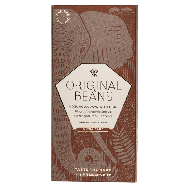 Original Beans Bio Cru Udzungwa mit Nibs 70 % Dunkelschokolade, 70 g