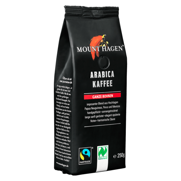 Mount Hagen Bio Arabica Röstkaffee, ganze Bohne, 250g