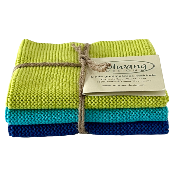 Solwang Design Bio Wischtücher gestrickt Blautöne