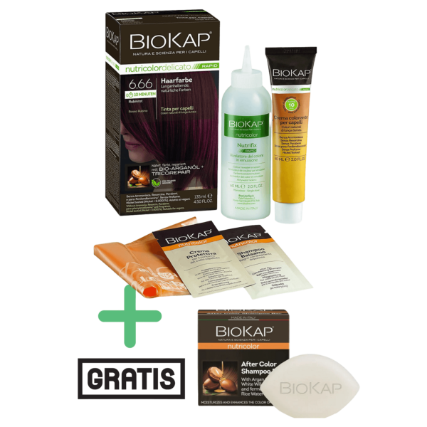 BioKap Haarfarbe Rubinrot Nr. 6.66 plus After Color festes Shampoo gratis