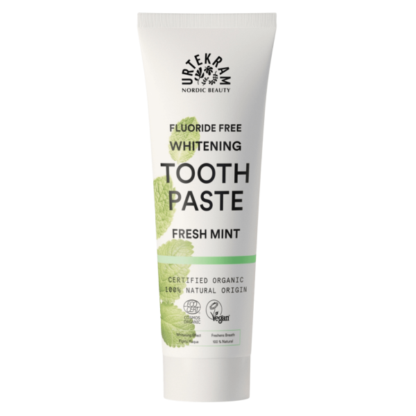 Urtekram Toothpaste Fresh Mint Whitening Fluoride Free, 75 ml
