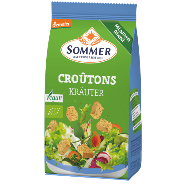 Sommer Bio Croutons Kräuter Geröstete Brotwürfel