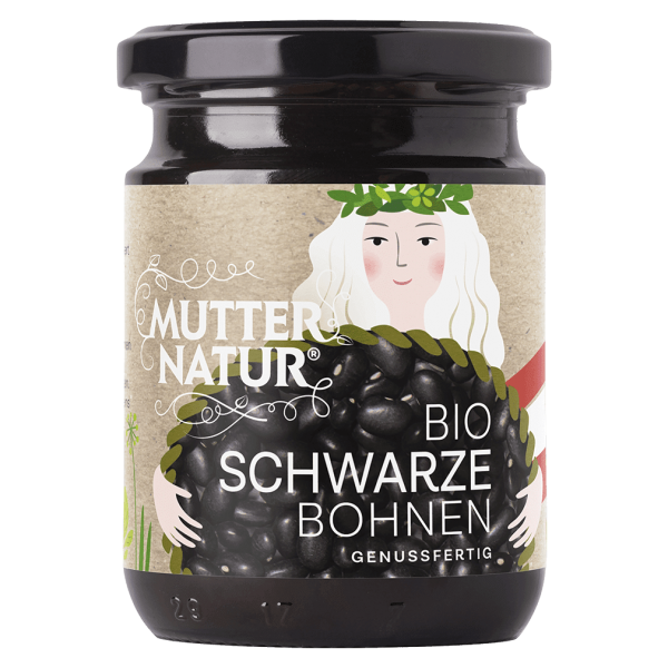 Mutter Natur Bio Schwarze Bohnen im Glas