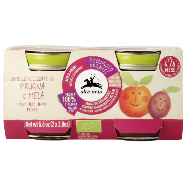 Alce Nero Bio Babygläschen Pflaume und Apfel, 160 g