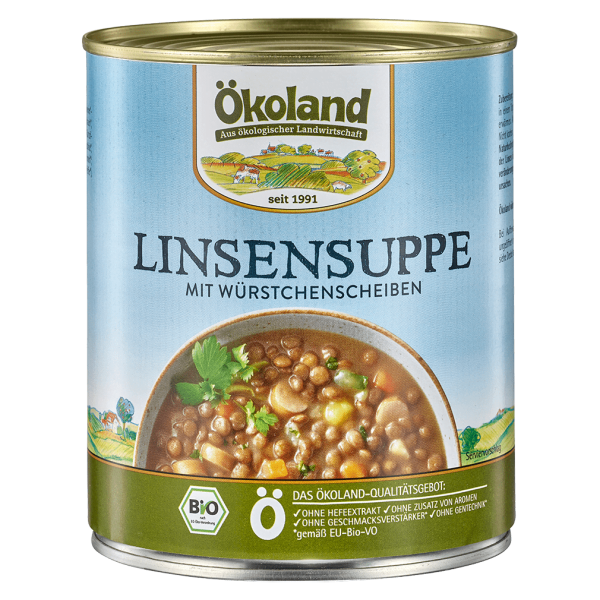 Ökoland Bio Linsensuppe mit Würstchenscheiben