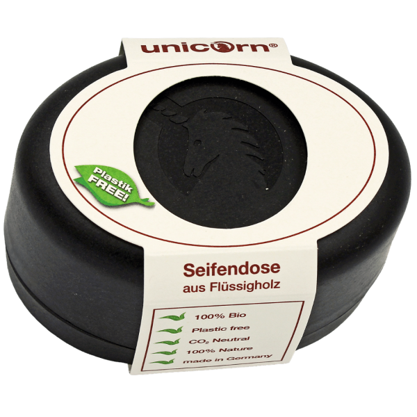 Spa Vivent unicorn® Seifendose aus Flüssigholz klein samtschwarz