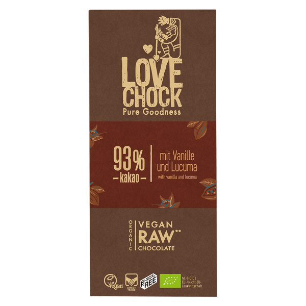 LOVECHOCK Bio Raw 93% Pur Kakao Rohschokolade