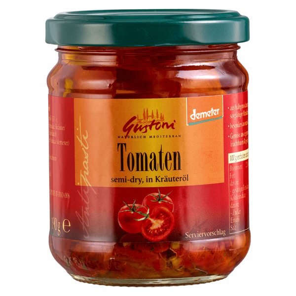 Gustoni Bio Halbgetrocknete Tomaten in Kräuteröl