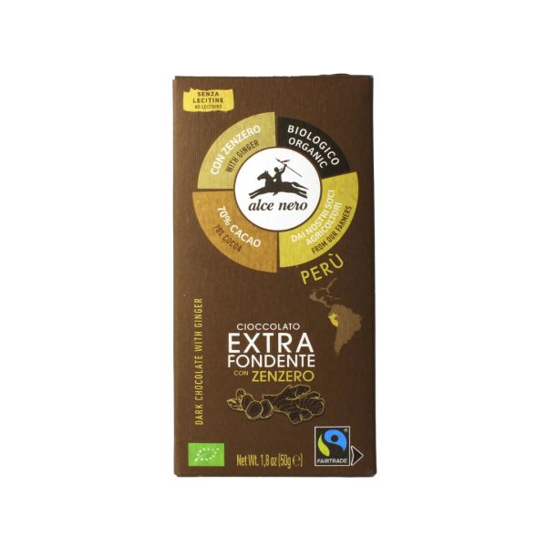 Alce Nero Bio Zartbitterschokolade mit Ingwer Fairtrade