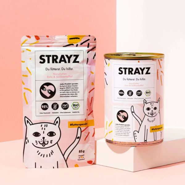 STRAYZ Bio Katzen Nassfutter Ente &amp; Süßkartoffel