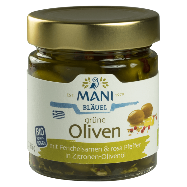 Mani Bio Grüne Oliven mit Fenchelsamen