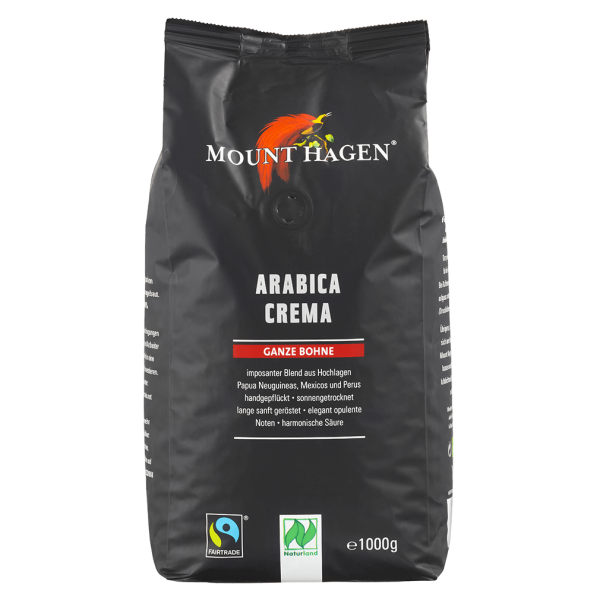 Mount Hagen Bio Arabica Crema, ganze Bohne, 1kg