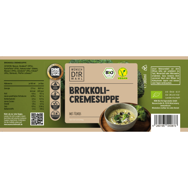 Wünsch Dir Mahl Bio Brokkoli Cremesuppe mit Kokos