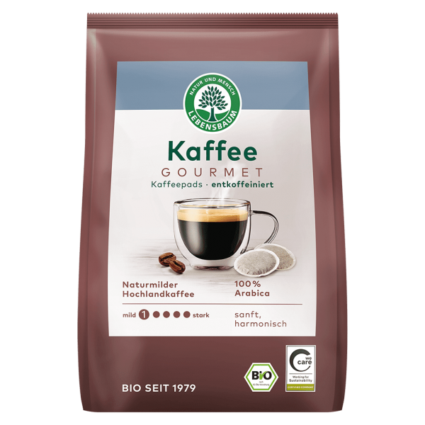 Lebensbaum Bio Gourmet Kaffee, entkoffeiniert, 18 Pads, 126g