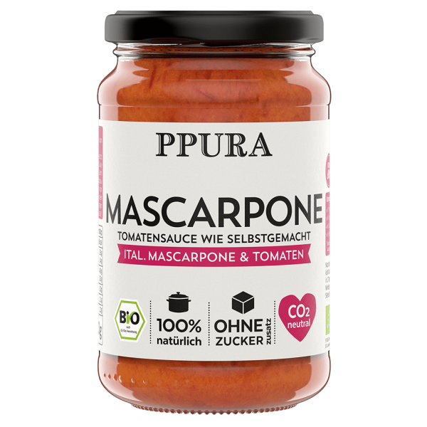 PPura Bio Sugo Mascarpone, ital. Mascarpone, Tomaten, 340 gr Glas