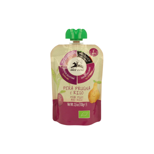 Alce Nero Bio Birnen-Pflaumen-Reis-Püree, 100g