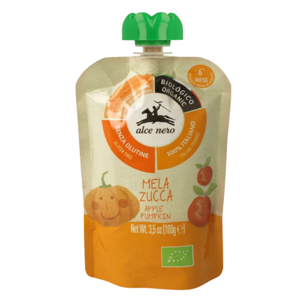 Alce Nero Bio Apfel-Kürbis-Püree im Quetschbeutel, 100g