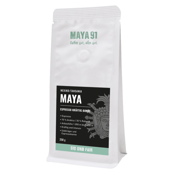 Maya Kaffee Bio Espresso kräftig Bohne