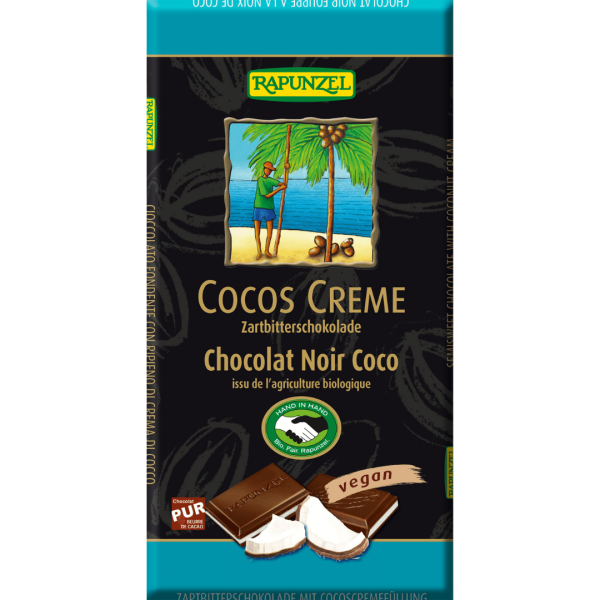Rapunzel Bio Zartbitter Schokolade Cocos-Creme gefüllt