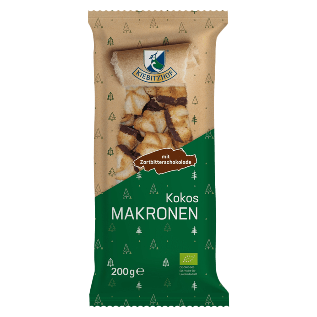 Bio Kokosmakronen mit Schokolade von Kiebitzhof bei greenist.de Bio Kokosmakronen mit Schokolade von Kiebitzhof bei greenist.de