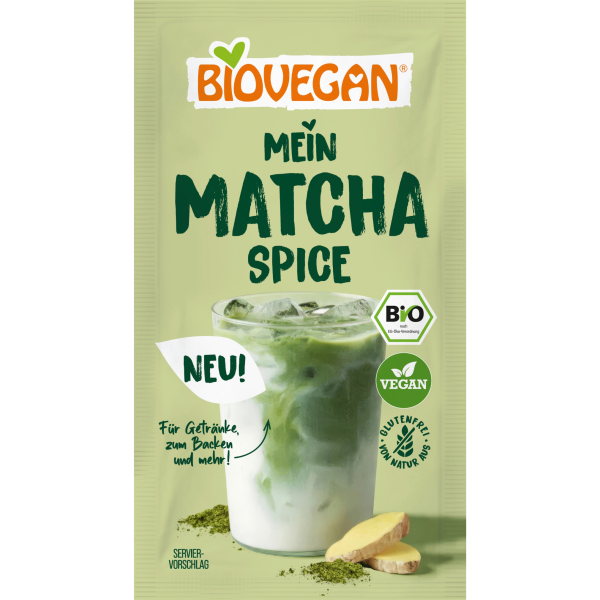 Biovegan Bio Matcha Spice Latte-Pulver mit Kokosmilch und Gewürzen, 7 g