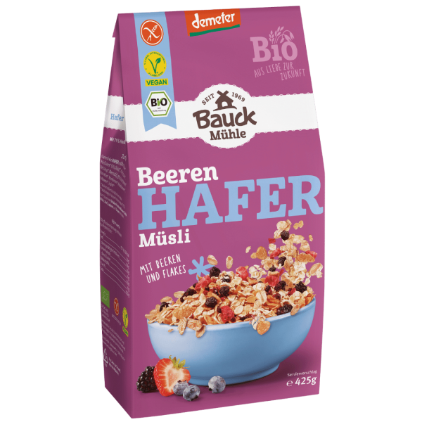 Bauckhof  Bio Hafer Müsli Beeren glutenfrei