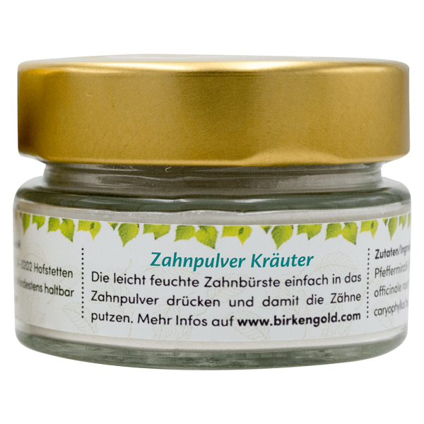 Birkengold Zahnpulver Kräuter im Glas, 30 gr