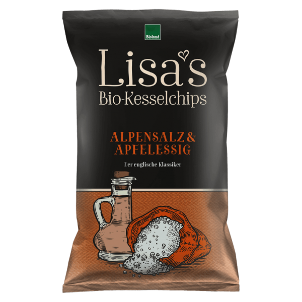 Lisa&#039;s Bio Kesselchips Alpensalz und Apfelessig