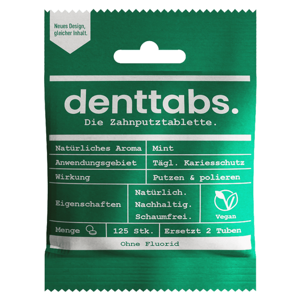 denttabs Zahnputztabletten Mint ohne Fluorid