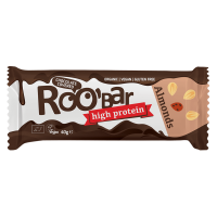 Roobar Bio Proteinriegel mit Mandeln, umhüllt mit Schokolade Roobar Bio Proteinriegel mit Mandeln, umhüllt mit Schokolade