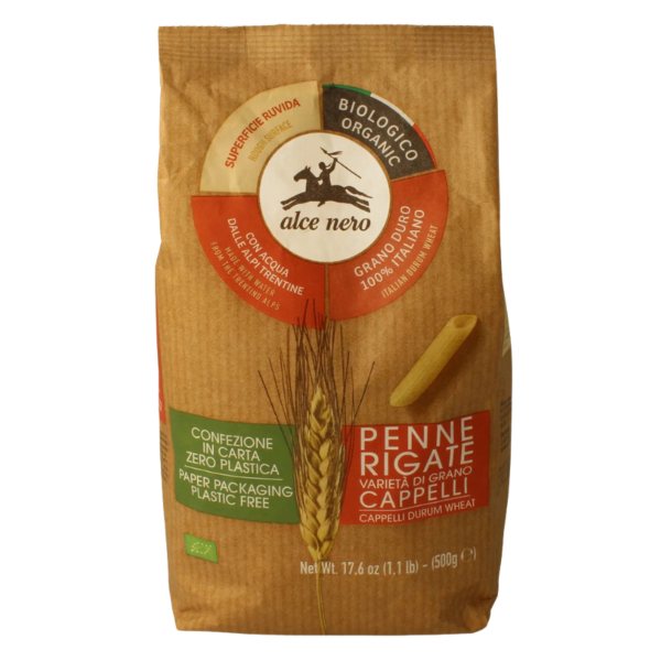 Alce Nero Bio Penne Rigate aus Cappelli-Hartweizen, 500g