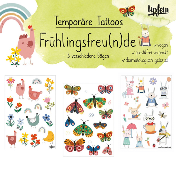 Lipfein Temporäre Klebetattoos Frühlingsfreu(n)de