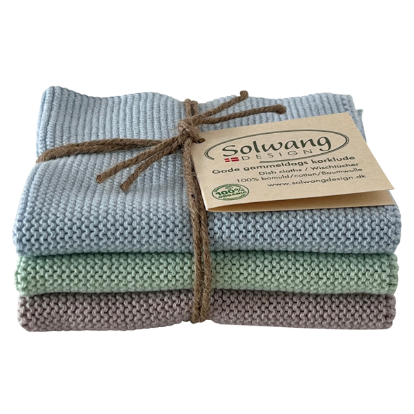 Solwang Design Wischtücher gestrickt aus Baumwolle, Blautöne