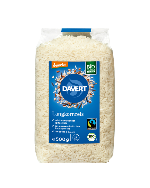 Davert Bio demeter Lankornreis, Weißer Spitzenreis aus dem Projekt &quot;Kotwa&quot;Fairtrade, 500g