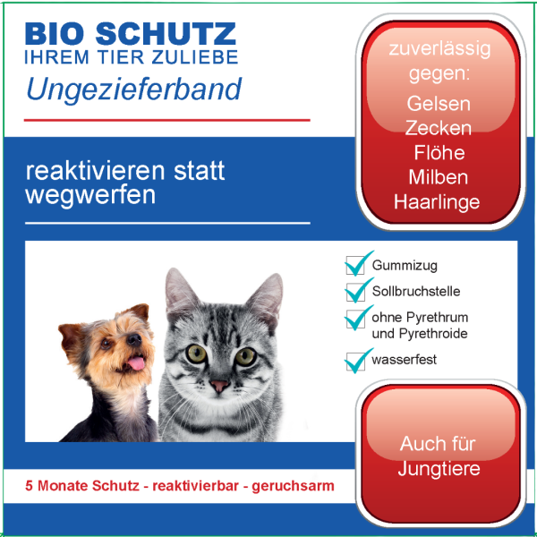 BIO SCHUTZ Ungezieferband Katzen und kleine Hunde, bordeauxrot