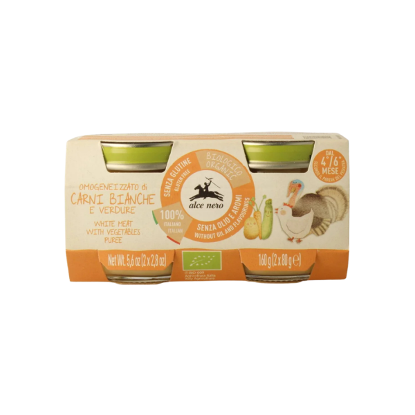 Alce Nero Bio weißes Fleisch- und Gemüsebrei Baby Food