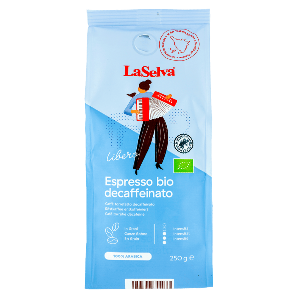 LaSelva Bio Libero Espresso, entkoffeiniert ganze Bohne