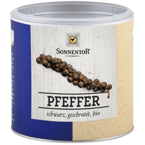 Sonnentor Bio Pfeffer schwarz geschrotet, 250 g, Gastrodose klein