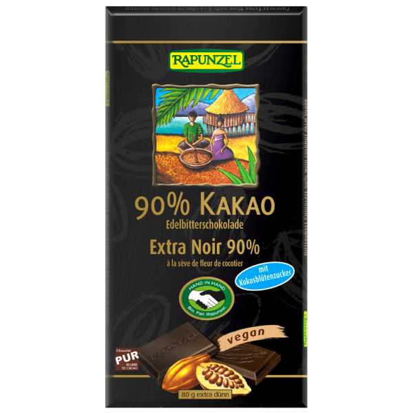 Rapunzel Bio Bitterschokolade 90% Kakao mit Kokosblütenzucker
