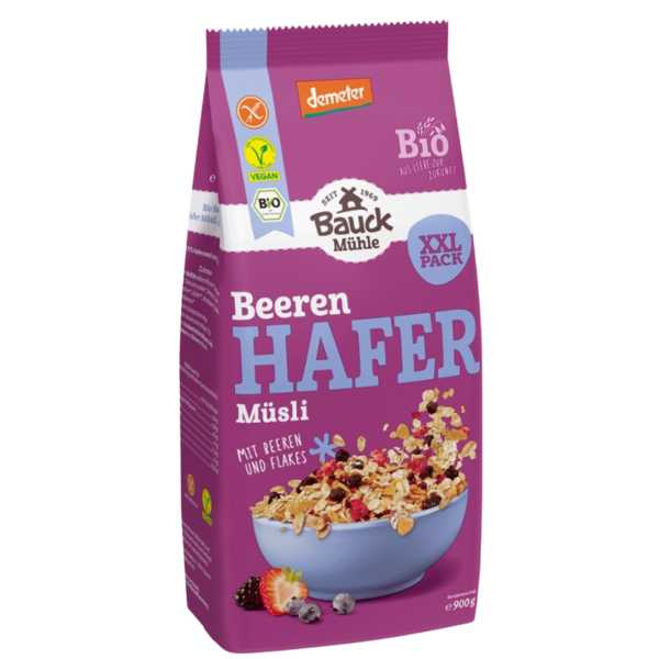 Bauckhof  Bio Hafer Müsli Beeren Demeter glutenfrei, 900g