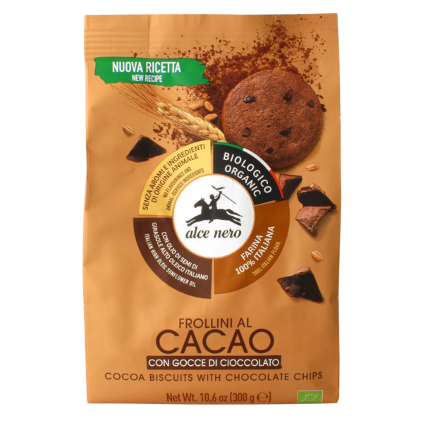 Alce Nero Bio Kakaokekse mit Schokotropfen und Olivenöl, vegan, 300g
