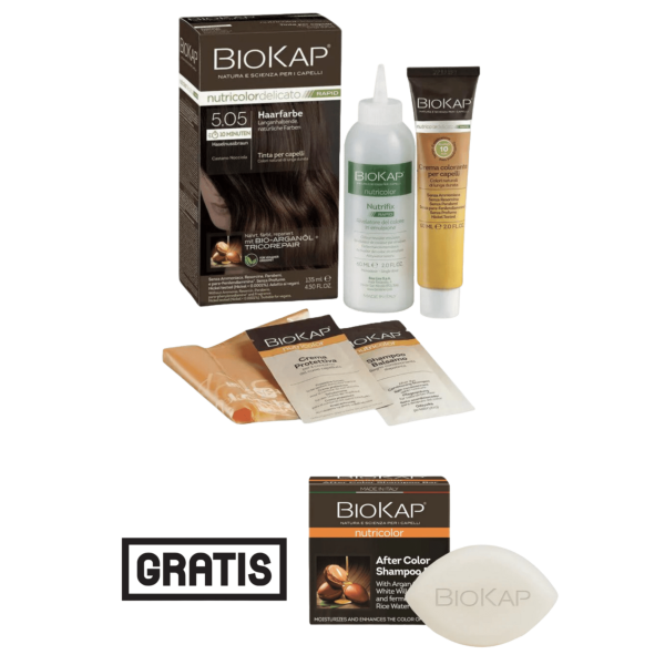 BioKap Haarfarbe Haselnussbraun Nr. 5.05 plus After Color festes Shampoo gratis
