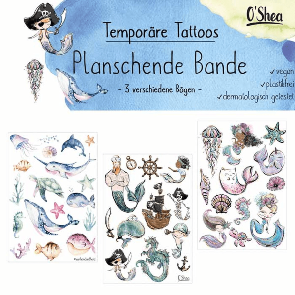 Lipfein Temporäre Klebetattoos Planschende Bande