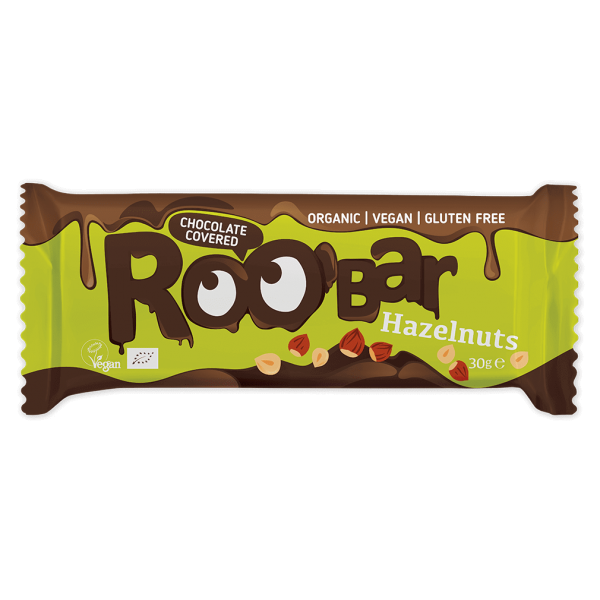 Roobar Bio Haselnussriegel umhüllt mit Schokolade